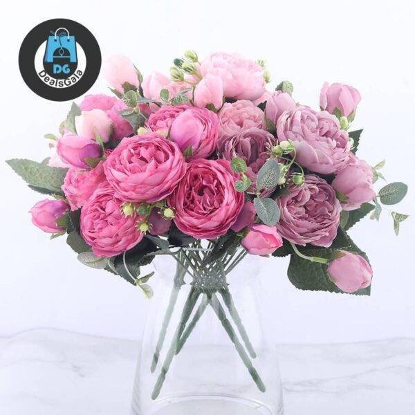 Pink Peony and Rose Home Decor Artificial Flowers Bouquet Home Equipment / Appliances cb5feb1b7314637725a2e7: Blue|pink|Pink Red|Purple|Red|White|Yellow