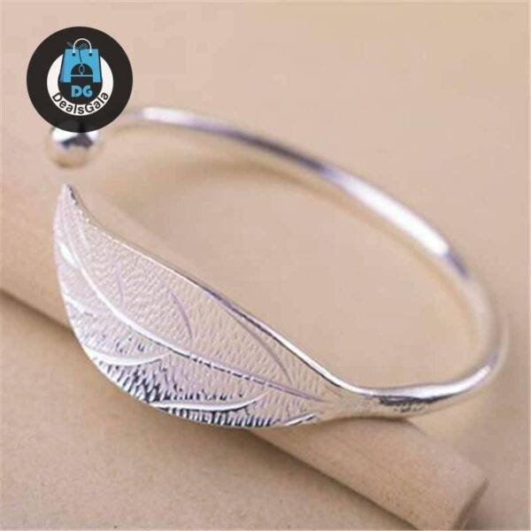 Leaf Shaped 925 Sterling Silver Bracelet Bracelets and Bangles Brand Name: TenJshunzhu