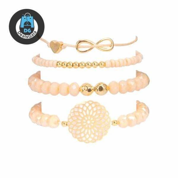 Women’s Boho Beaded Bracelets Set, 4 Pcs Bracelets and Bangles Jewelry Women Jewelry 8d255f28538fbae46aeae7: Gold