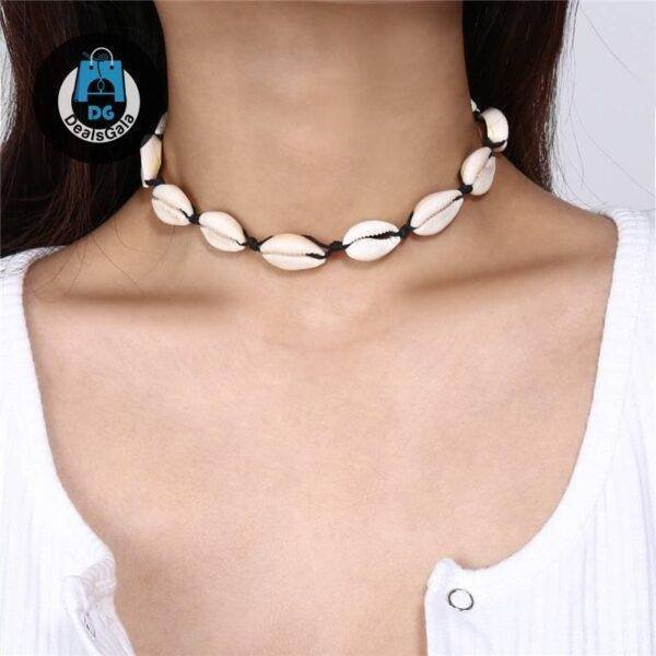 Natural Shell Choker Necklaces Necklaces Jewelry Women Jewelry 8d255f28538fbae46aeae7: Gold Shell Black|Gold Shell White|Sliver Shell Black|Sliver Shell White|White Shell Black|White Shell White