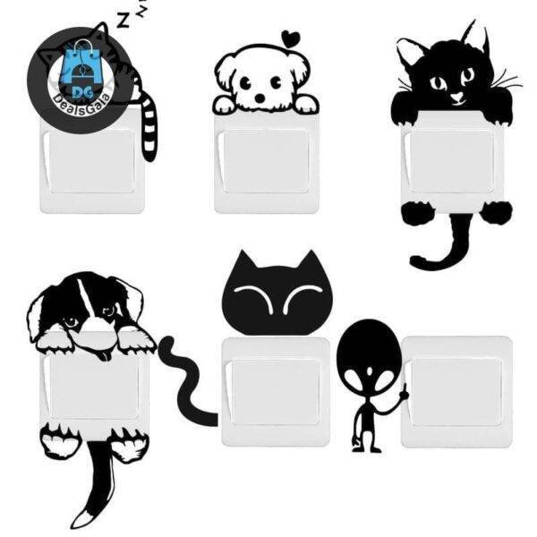 Funny Cute Animal Switch Stickers Wall Decor cb5feb1b7314637725a2e7: Black|Chocolate|Dark Grey|Light Green|navy blue|Plum