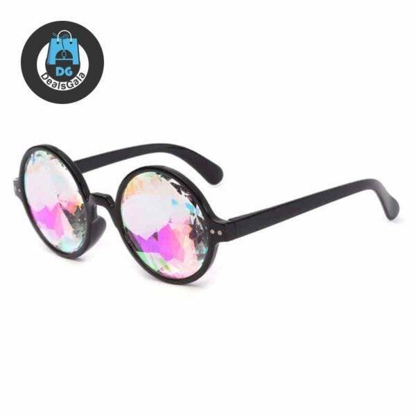 Unisex Holographic Kaleidoscope Round Sunglasses Women's Glasses af7ef0993b8f1511543b19: Black|Black-H|pink|Pink-H|Trans|Trans-H