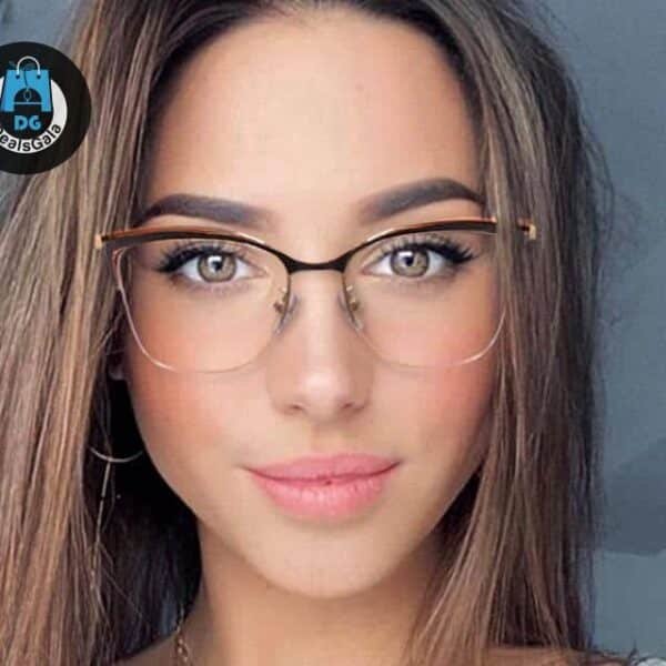 Half Frame Cat Eye Anti Blue Light Optical Glasses b355aebd2b662400dcb0d5: C2Pink|C3Beige|C5Black|C6Blue|C7Red|C9Brown