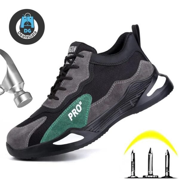 Men Puncture-Proof Steel Toe Safety Shoes cb5feb1b7314637725a2e7: Black