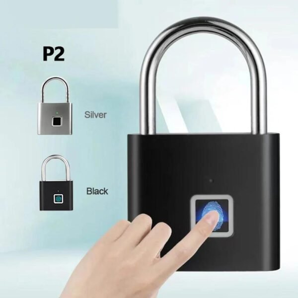 Smart Fingerprint Waterproof Padlock cb5feb1b7314637725a2e7: Black|silver